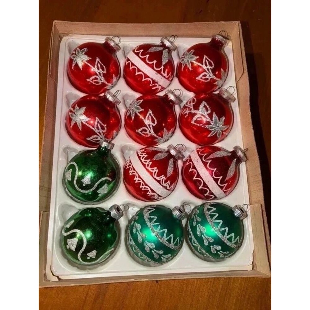 Vintage Shiny Brite/West Germany Stenciled Ornaments